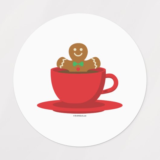 Gingerbrood met een warme chocolade-rood bekertje labels (Design 1)