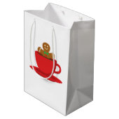 Gingerbrood met een warme chocolade-rood bekertje medium cadeauzakje (Achterkant Gekanteld)