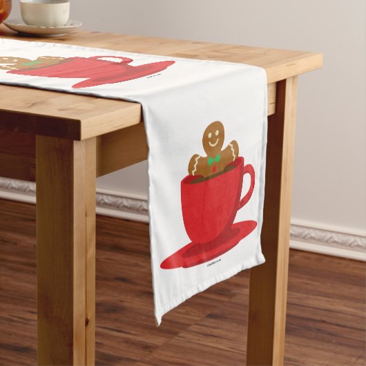 Gingerbrood met een warme chocolade-rood bekertje medium tafelloper (Voorbeeld)