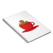 Gingerbrood met een warme chocolade-rood bekertje notitieboek (Rechterzijde)