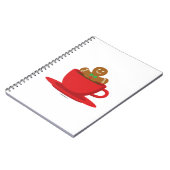 Gingerbrood met een warme chocolade-rood bekertje notitieboek (Linkerzijde)