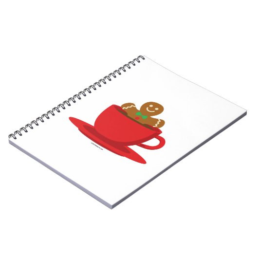 Gingerbrood met een warme chocolade-rood bekertje notitieboek (Linkerzijde)