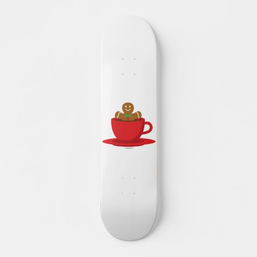 Gingerbrood met een warme chocolade-rood bekertje persoonlijk skateboard (Voorkant)