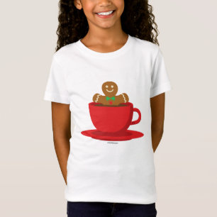 Gingerbrood met een warme chocolade-rood bekertje t-shirt