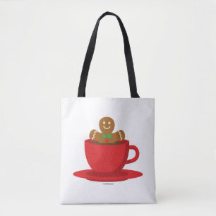 Gingerbrood met een warme chocolade-rood bekertje tote bag