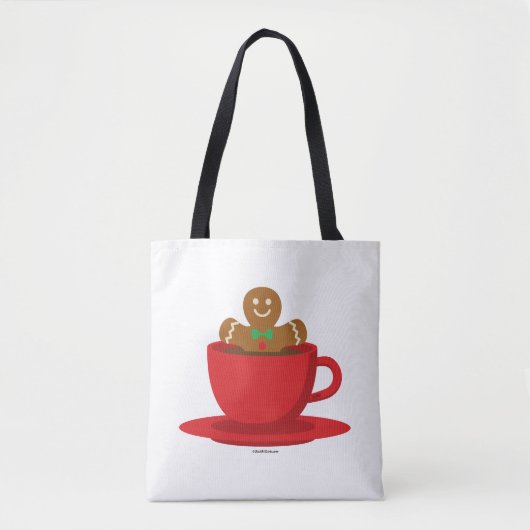 Gingerbrood met een warme chocolade-rood bekertje tote bag (Voorkant)