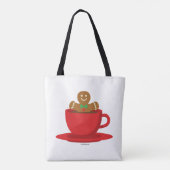 Gingerbrood met een warme chocolade-rood bekertje tote bag (Achterkant)