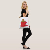 Gingerbrood met een warme chocolade-rood bekertje tote bag (Op model)