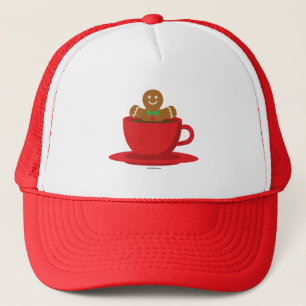Gingerbrood met een warme chocolade-rood bekertje trucker pet