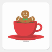 Gingerbrood met een warme chocolade-rood bekertje vierkante sticker (Voorkant)