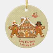 Gingerbrood met eerste kerstmis in ons nieuwe huis keramisch ornament (Voorkant)
