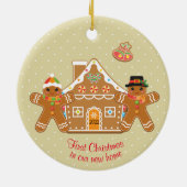 Gingerbrood met eerste kerstmis in ons nieuwe huis keramisch ornament (Achterkant)