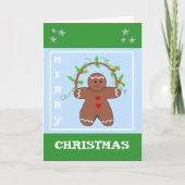 Gingerbrood met Holly Greetings Feestdagen Kaart (Voorkant)