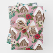 Gingerbrood met kerstflessen inpakpapier vel (In situ)