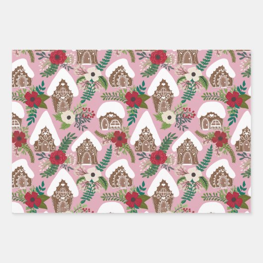 Gingerbrood met kerstflessen inpakpapier vel (Voorkant)