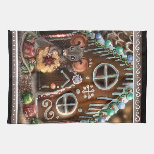 Gingerbrood met kerstmis  theedoek (Horizontaal)