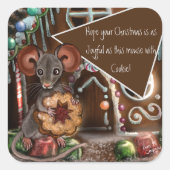 Gingerbrood met kerstmis vierkante sticker (Voorkant)