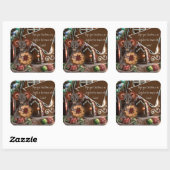 Gingerbrood met kerstmis vierkante sticker (Vel)