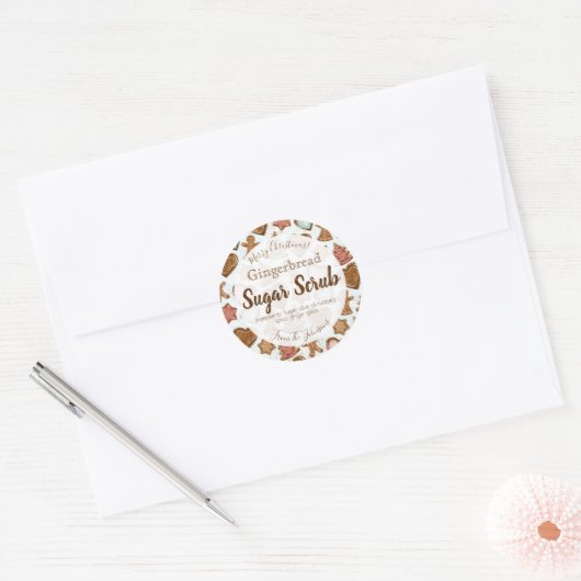 Gingerbrood met kerstsuikerbietjes ronde sticker (Envelop)
