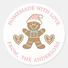 Gingerbrood met liefdeskerstmis ronde sticker