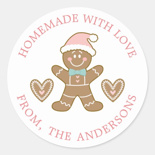 Gingerbrood met liefdeskerstmis ronde sticker (Voorkant)