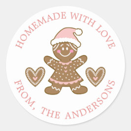 Gingerbrood met liefdeskerstmis ronde sticker