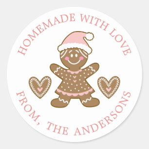 Gingerbrood met liefdeskerstmis ronde sticker