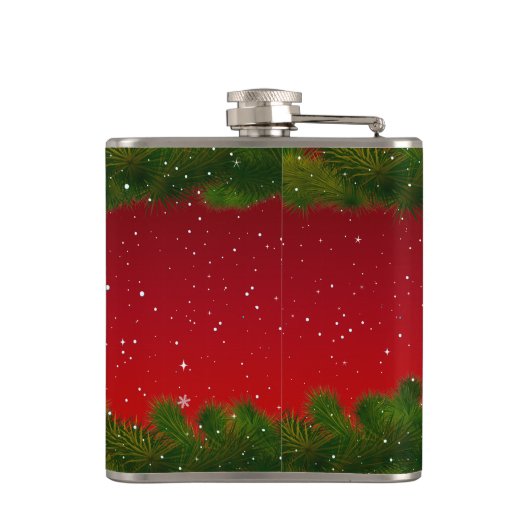 Gingerbrood met rood kerstPet Heupfles (Achterkant)