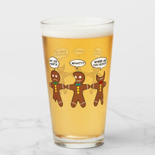 Gingerbrood Mijn been Hurts Humor Beer Glas (Voorkant gevuld)
