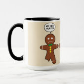 Gingerbrood Mijn been Hurts Humor Black Mok (Links)