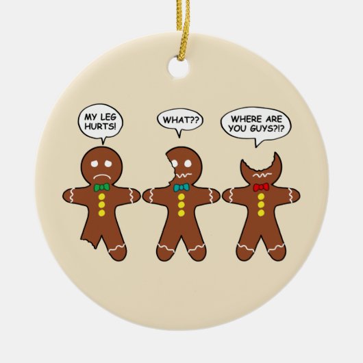 Gingerbrood Mijn been Hurts Humor Keramisch Ornament (Voorkant)
