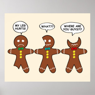 Gingerbrood Mijn been Hurts Humor Poster