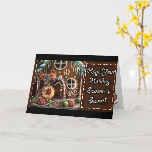 Gingerbrood Mouse Sweet-kerstkaart Kaart (Gele Bloem)