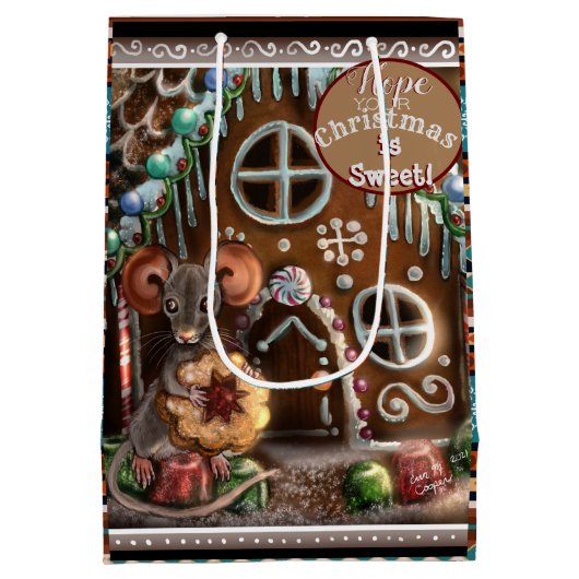 Gingerbrood Mouse Sweet Kerstmis Medium Cadeauzakje (Achterkant)