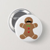 Gingerbrood Mustache Man Ronde Button 5,7 Cm (Voorkant /achterkant)