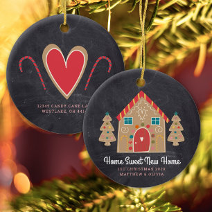 Gingerbrood Nieuw Home Chalkboard Holiday Aangepas Keramisch Ornament