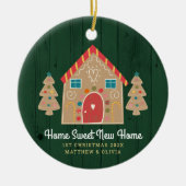 Gingerbrood Nieuw Home Rustic Green Holiday Aangep Keramisch Ornament (Voorkant)