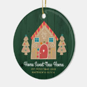 Gingerbrood Nieuw Home Rustic Green Holiday Aangep Keramisch Ornament (Links)