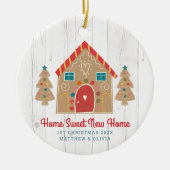 Gingerbrood Nieuw Home Rustic Wood Holiday Aangepa Keramisch Ornament (Voorkant)