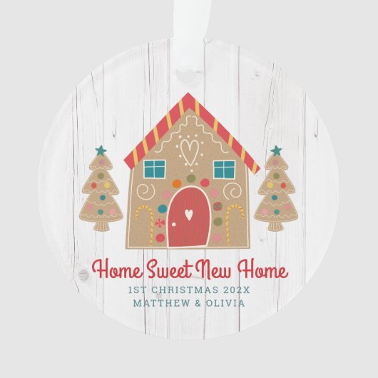 Gingerbrood Nieuw Home Rustic Wood Holiday Aangepa Ornament (voorkant)