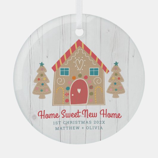 Gingerbrood Nieuw startpunt Eerste Kerstmis Rustis Glas Ornament (Voorkant)