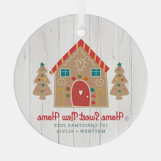 Gingerbrood Nieuw startpunt Eerste Kerstmis Rustis Glas Ornament (Achterkant)