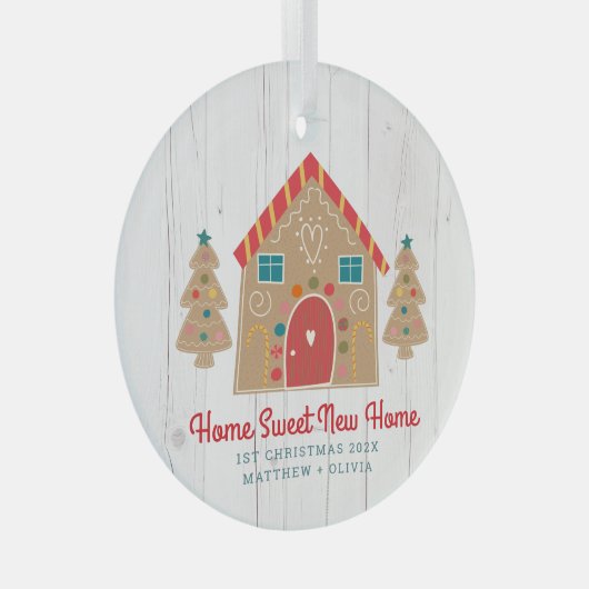 Gingerbrood Nieuw startpunt Eerste Kerstmis Rustis Glas Ornament (Voorkant Rechts)