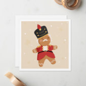 Gingerbrood Nutcracker-kerstkaart Notitiekaartje (Voorkant / Achterkant in situ)