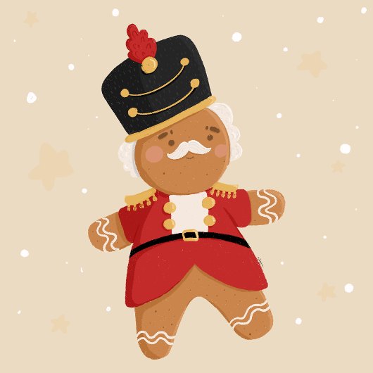 Gingerbrood Nutcracker-kerstkaart Notitiekaartje