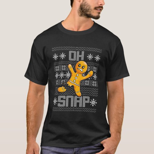 Gingerbrood Oh Snap Apparel, Ugly Sweater Christma T-shirt (Voorkant)