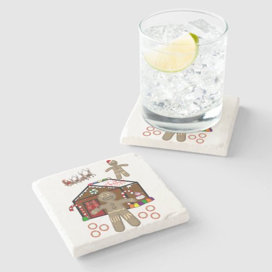 Gingerbrood Onderzetter kerst met marmer (Zijkant)