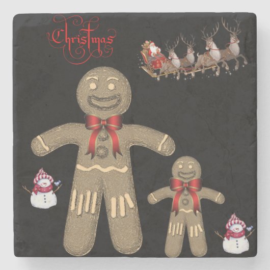 Gingerbrood Onderzetter kerst met marmer (Voorkant)