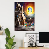 Gingerbrood op de maan | AI Art Poster (Thuiskantoor)