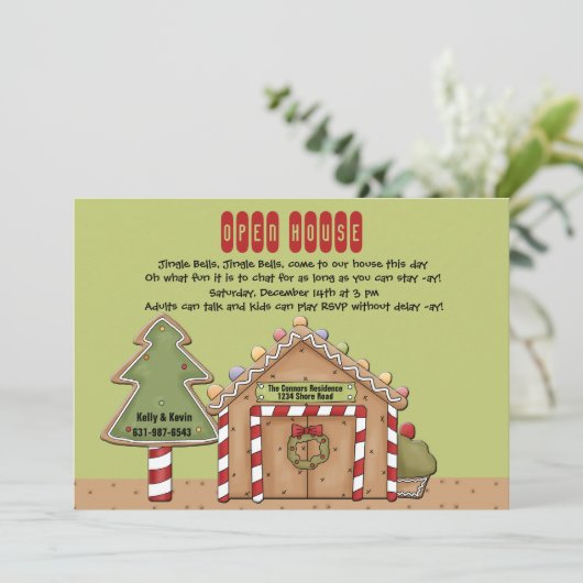 Gingerbrood Open House Invitation Kaart (Staand voorkant)